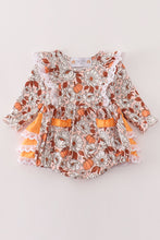 Load image into Gallery viewer, Pumpkin floral print lace ruffle bubble
