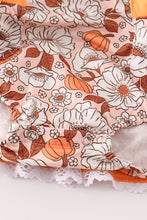 Load image into Gallery viewer, Pumpkin floral print lace ruffle bubble
