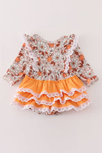 Load image into Gallery viewer, Pumpkin floral print lace ruffle bubble
