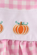 Load image into Gallery viewer, Pink plaid pumpkin embroidery baby set
