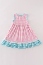 Load image into Gallery viewer, Pink plaid pumpkin embroidery ruffle dress
