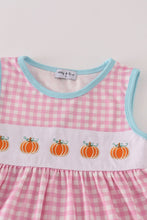 Load image into Gallery viewer, Pink plaid pumpkin embroidery ruffle dress
