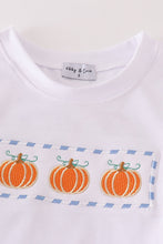 Load image into Gallery viewer, Blue plaid pumpkin embroidery boy set
