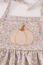 Load image into Gallery viewer, Pink floral print pumpkin embroidery girl set
