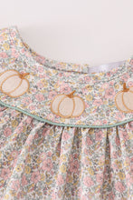 Load image into Gallery viewer, Pink floral print pumpkin embroidery girl dress
