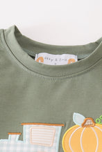 Load image into Gallery viewer, Green train pumpkin applique boy set
