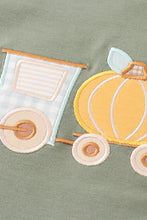 Load image into Gallery viewer, Green train pumpkin applique girl set
