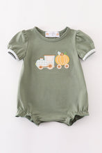 Load image into Gallery viewer, Green train pumpkin applique girl bubble
