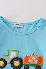 Load image into Gallery viewer, Blue truck pumpkin applique girl set
