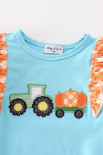 Load image into Gallery viewer, Blue truck pumpkin applique girl bubble
