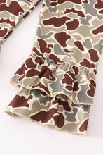 Load image into Gallery viewer, Brown camouflage ruffle girl set
