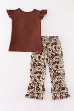 Load image into Gallery viewer, Brown camouflage ruffle girl set
