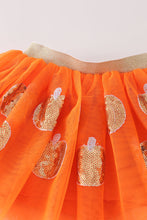 Load image into Gallery viewer, Orange pumpkin sequin tutu skirt
