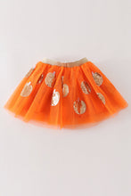 Load image into Gallery viewer, Orange pumpkin sequin tutu skirt
