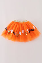 Load image into Gallery viewer, Orange halloween sequin tutu skirt
