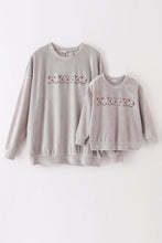 Load image into Gallery viewer, Grey velvet blessed embroidery mom&amp;me sweatshirt
