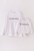 Load image into Gallery viewer, White velvet blessed embroidery mom&amp;me sweatshirt
