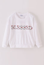 Load image into Gallery viewer, White velvet blessed embroidery mom&amp;me sweatshirt
