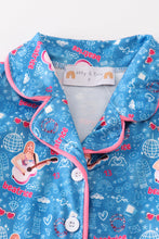 Load image into Gallery viewer, Blue music fan girl pajamas set
