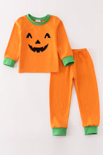 Load image into Gallery viewer, Orange halloween embroidery boy pajamas set
