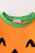 Load image into Gallery viewer, Orange halloween embroidery boy pajamas set
