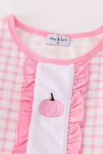 Load image into Gallery viewer, Pink pumpkin embroidery plaid girl set
