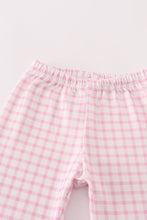 Load image into Gallery viewer, Pink pumpkin embroidery plaid girl set
