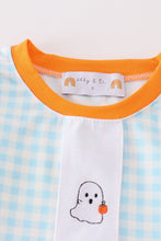 Load image into Gallery viewer, Blue halloween ghost pumpkin embroidery boy set
