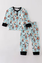 Load image into Gallery viewer, Blue halloween boy pajamas set
