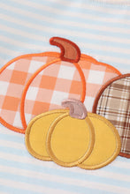 Load image into Gallery viewer, Blue stripe pumpkin applique boy set
