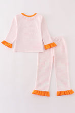 Load image into Gallery viewer, Pink stripe pumpkin applique girl set
