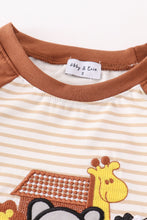 Load image into Gallery viewer, Noah&#39;s ark embroidery stripe boy top
