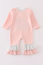 Load image into Gallery viewer, Pink noah&#39;s ark embroidery stripe girl romper
