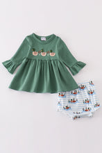 Load image into Gallery viewer, Forest duck french knot girl bloomer set
