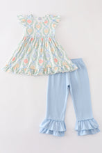 Load image into Gallery viewer, Blue pumpkin embroidery girl set
