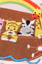 Load image into Gallery viewer, Pink stripe noah&#39;s ark animal applique girl set
