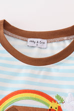 Load image into Gallery viewer, Blue stripe noah&#39;s ark animal applique boy top
