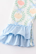 Load image into Gallery viewer, Blue pumpkin print girl romper
