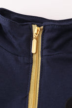 Load image into Gallery viewer, Navy character embroidery zip boy pullover
