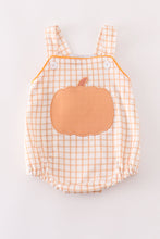 Load image into Gallery viewer, Orange pumpkin applique baby boy bubble
