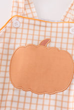 Load image into Gallery viewer, Orange pumpkin applique baby boy bubble
