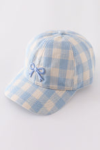 Load image into Gallery viewer, Blue plaid bow embroidery baseball cap
