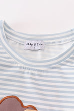 Load image into Gallery viewer, Blue stripe muck car applique boy top
