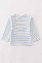 Load image into Gallery viewer, Blue stripe muck car applique boy top
