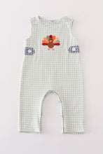 Load image into Gallery viewer, Sage turkey embroidery gingham boy jonjon
