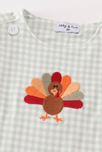 Load image into Gallery viewer, Sage turkey embroidery gingham boy jonjon
