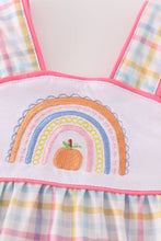 Load image into Gallery viewer, Rainbow pumpkin embroidery plaid girl bubble
