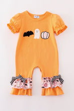 Load image into Gallery viewer, Orange halloween ghost pumpkin girl romper
