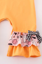 Load image into Gallery viewer, Orange halloween ghost pumpkin girl romper
