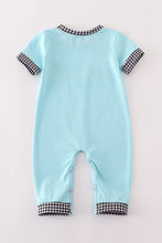 Load image into Gallery viewer, Blue halloween ghost pumpkin boy romper
